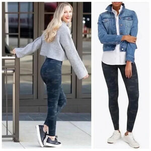 Spanx Look at Me Now Leggings Black Gray Camo Size Medium M